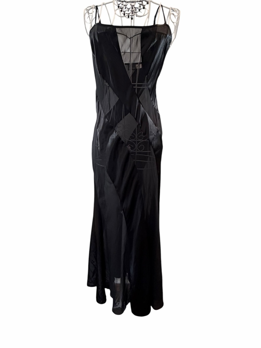 Frederick's of Hollywood Black Sheer-Panel Midi Slip Dress Size S Whimsigoth